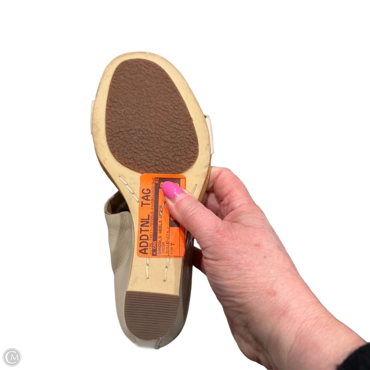 Sandals Heels Wedge By Cmb In Cream, Size: 7