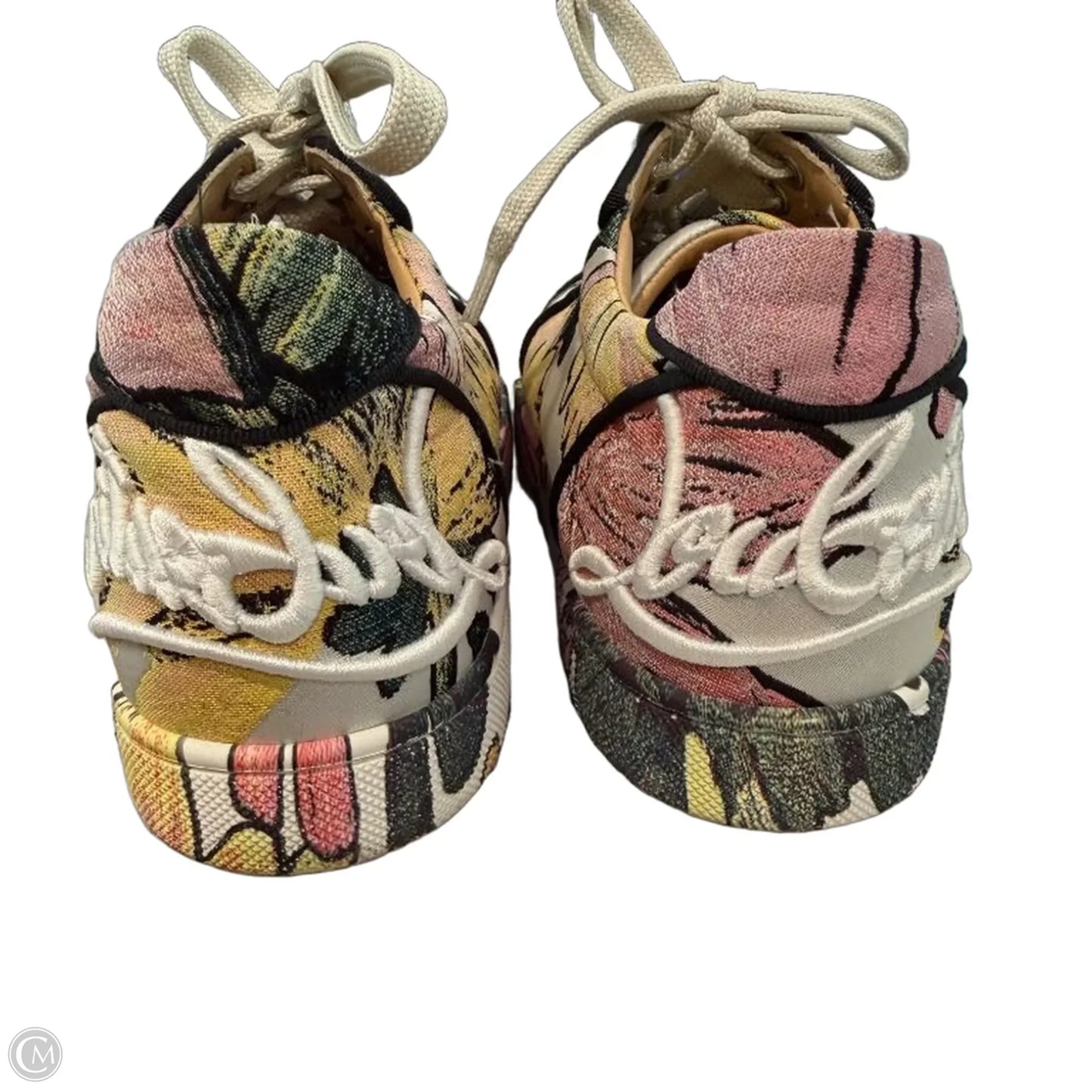 Shoes Luxury Designer By Christian Louboutin In Green & Pink, Size: 6.5