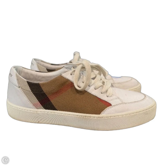 Shoes Luxury Designer By Burberry In Brown & White, Size: 7