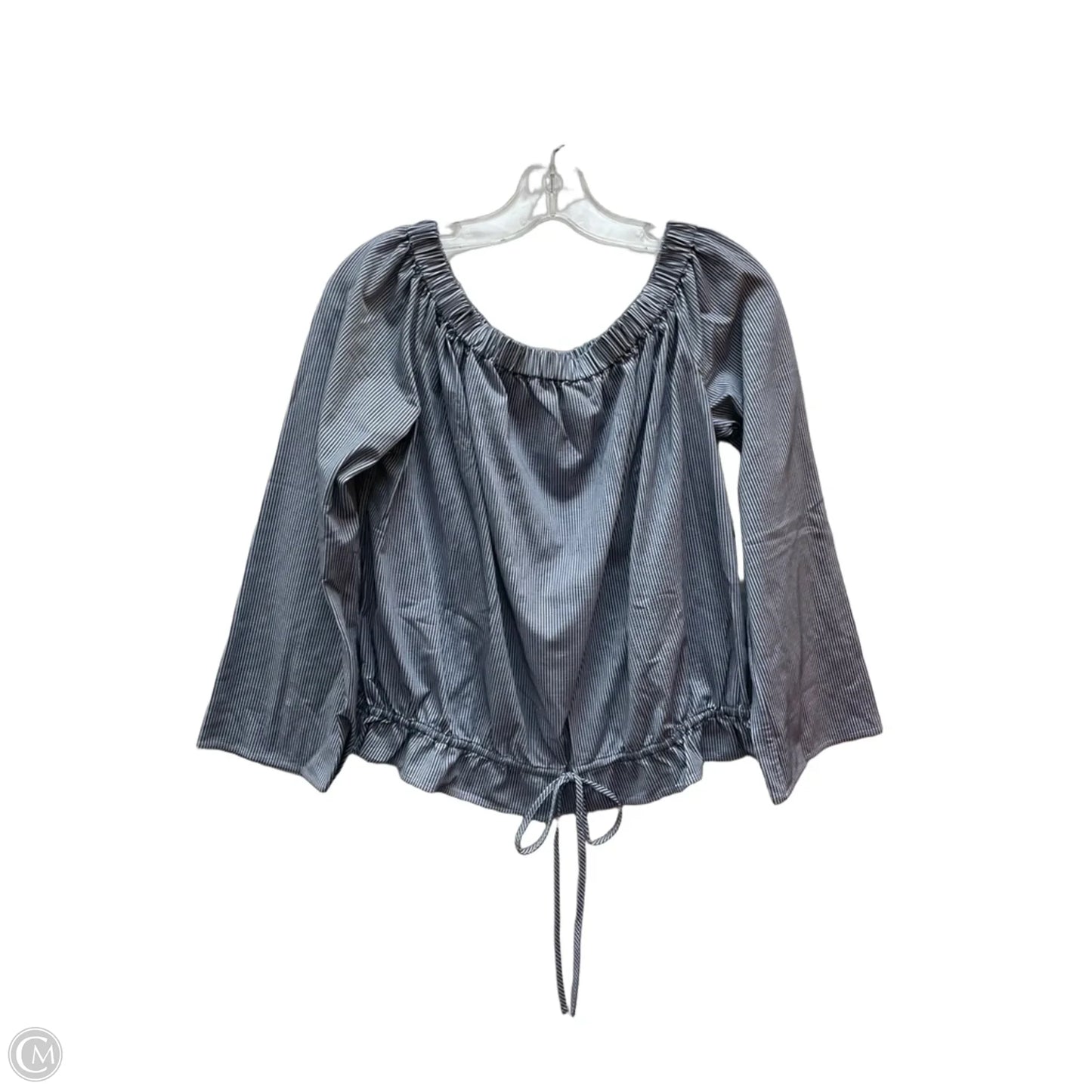 Top Long Sleeve By Theory In Blue & White, Size: S