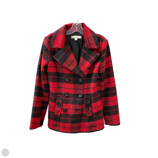 Coat Peacoat By New York And Co In Black & Red, Size: Xs