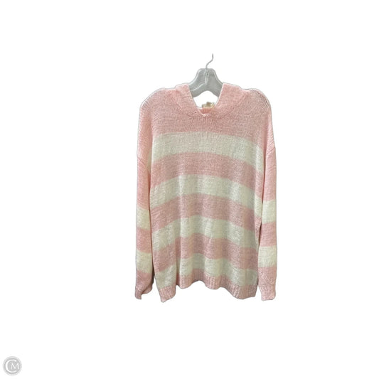 Sweater By Bibi In Pink & White, Size: Xl