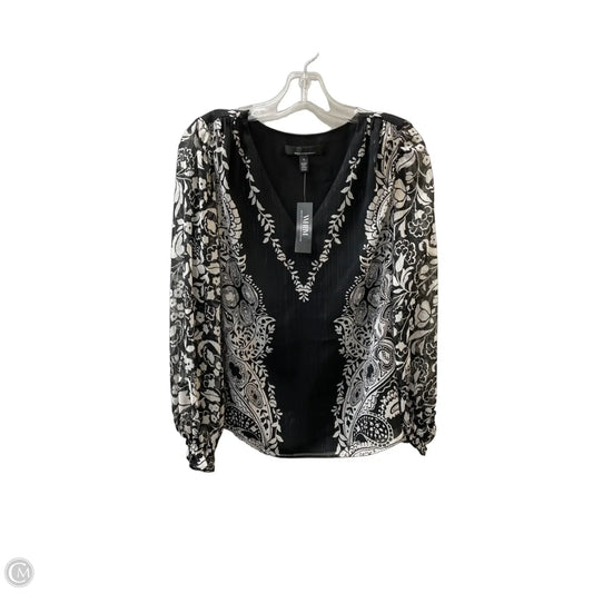 Top Long Sleeve By White House Black Market In Black & White, Size: S