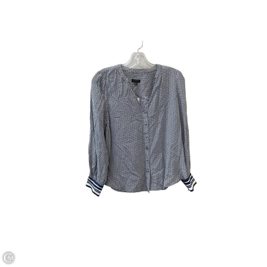 Blouse Long Sleeve By Talbots In Blue & White, Size: Sp