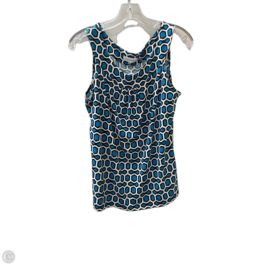 Top Sleeveless By Calvin Klein In Blue & White, Size: L