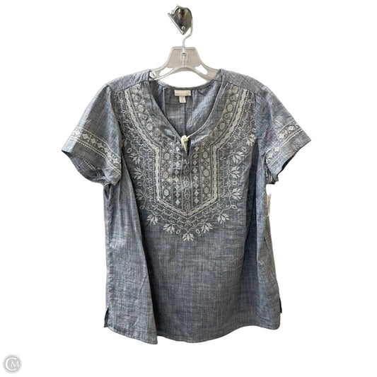 Top Short Sleeve By Westport In Blue Denim, Size: 1x