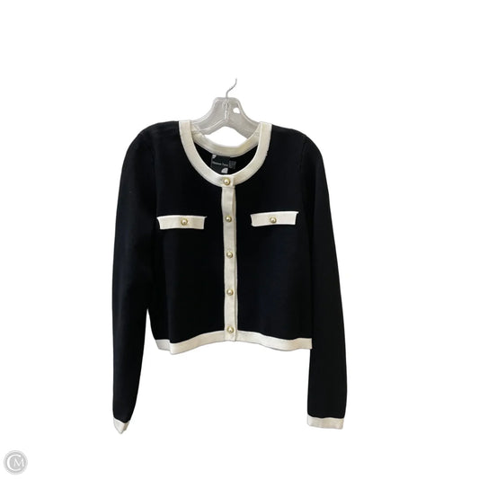 Cardigan By MAISON TARA In Black & Cream, Size: L