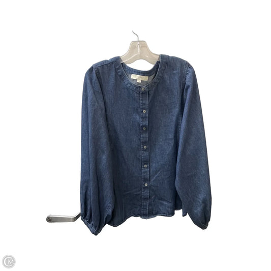Top Long Sleeve By Loft In Blue Denim, Size: Xl