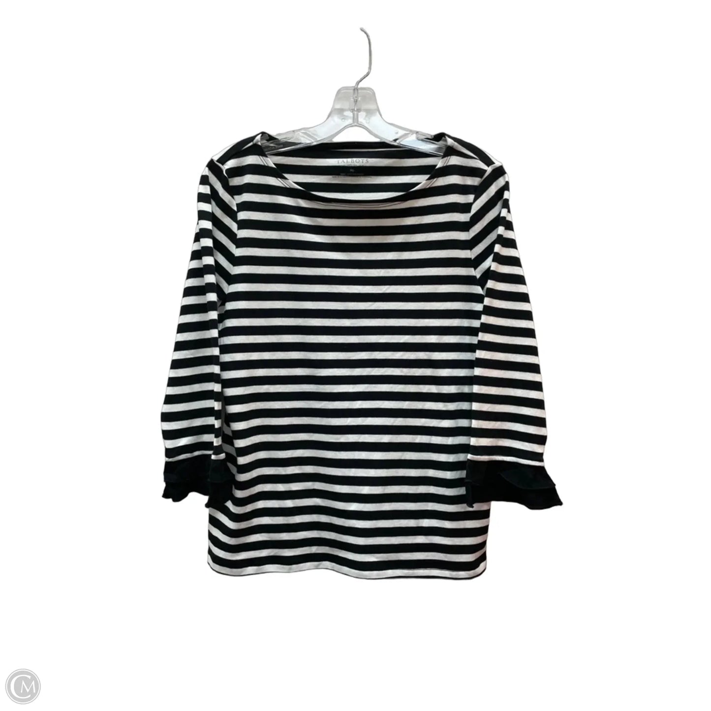 Top 3/4 Sleeve By Talbots In Black & White, Size: Mp