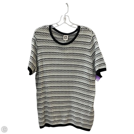 Sweater Short Sleeve By Anne Klein In Black & Green, Size: Xl