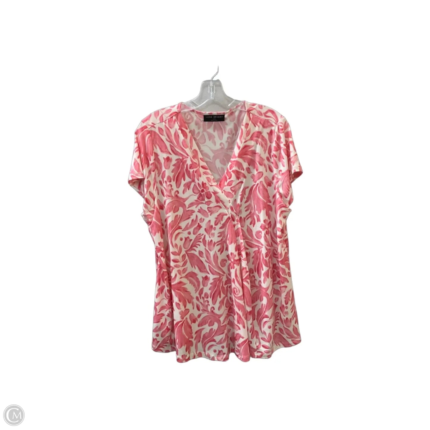 Top Short Sleeve By Lane Bryant In Pink & White, Size: 14