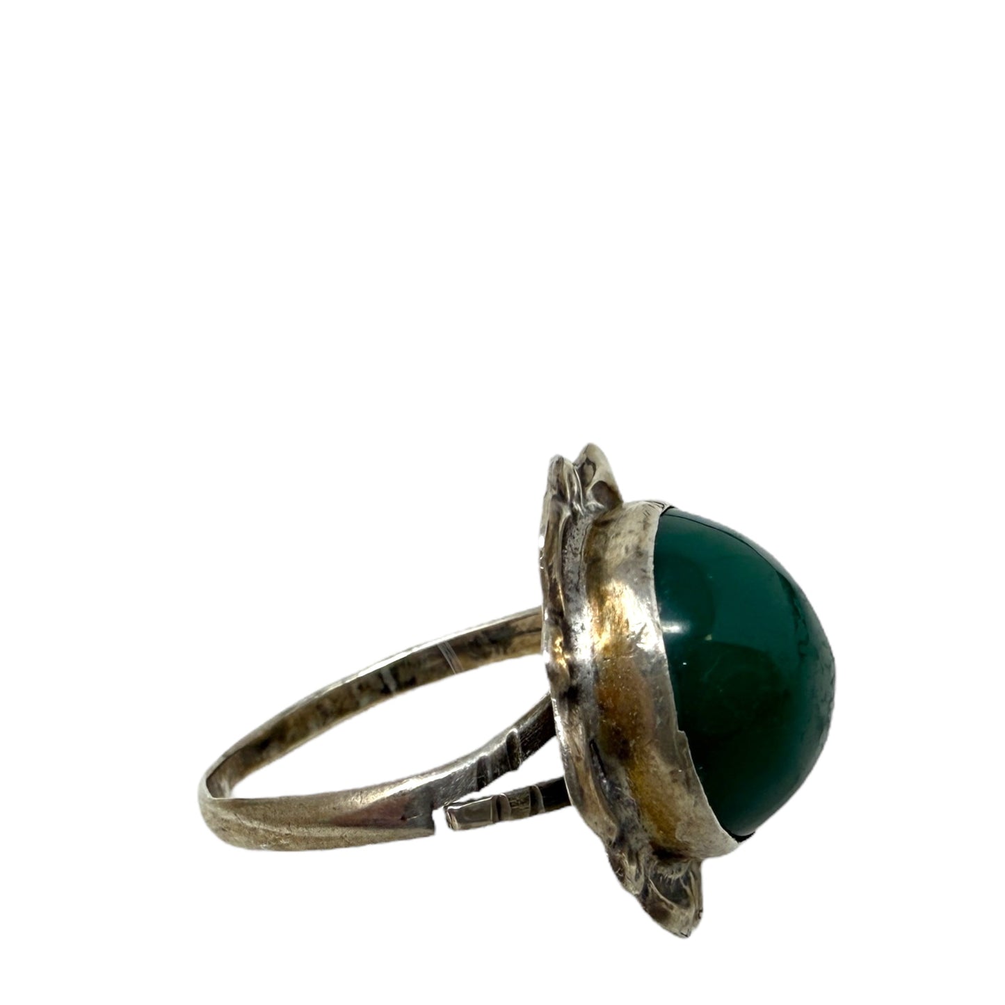 Vintage Native Sterling Silver Chrysoprase Cabachon Ring, Size: 7