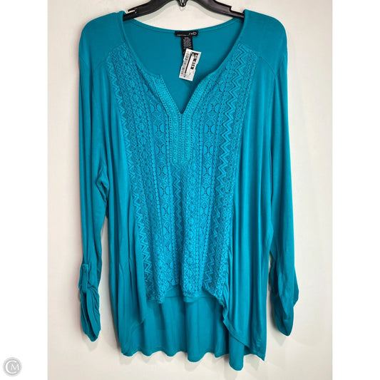 Top Long Sleeve By Rxb In Aqua, Size: Xxl