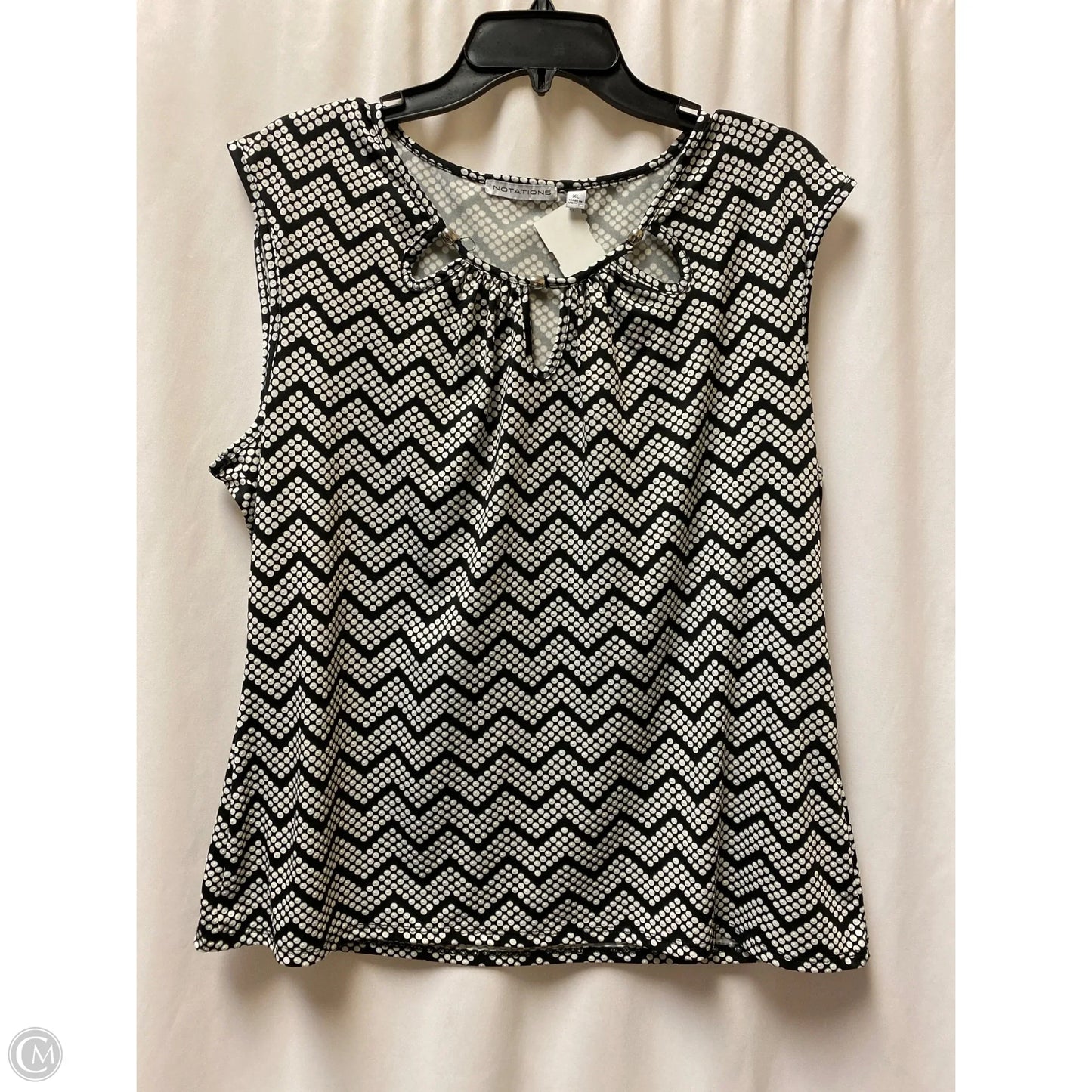 Top Sleeveless By Notations In Black & White, Size: Xl