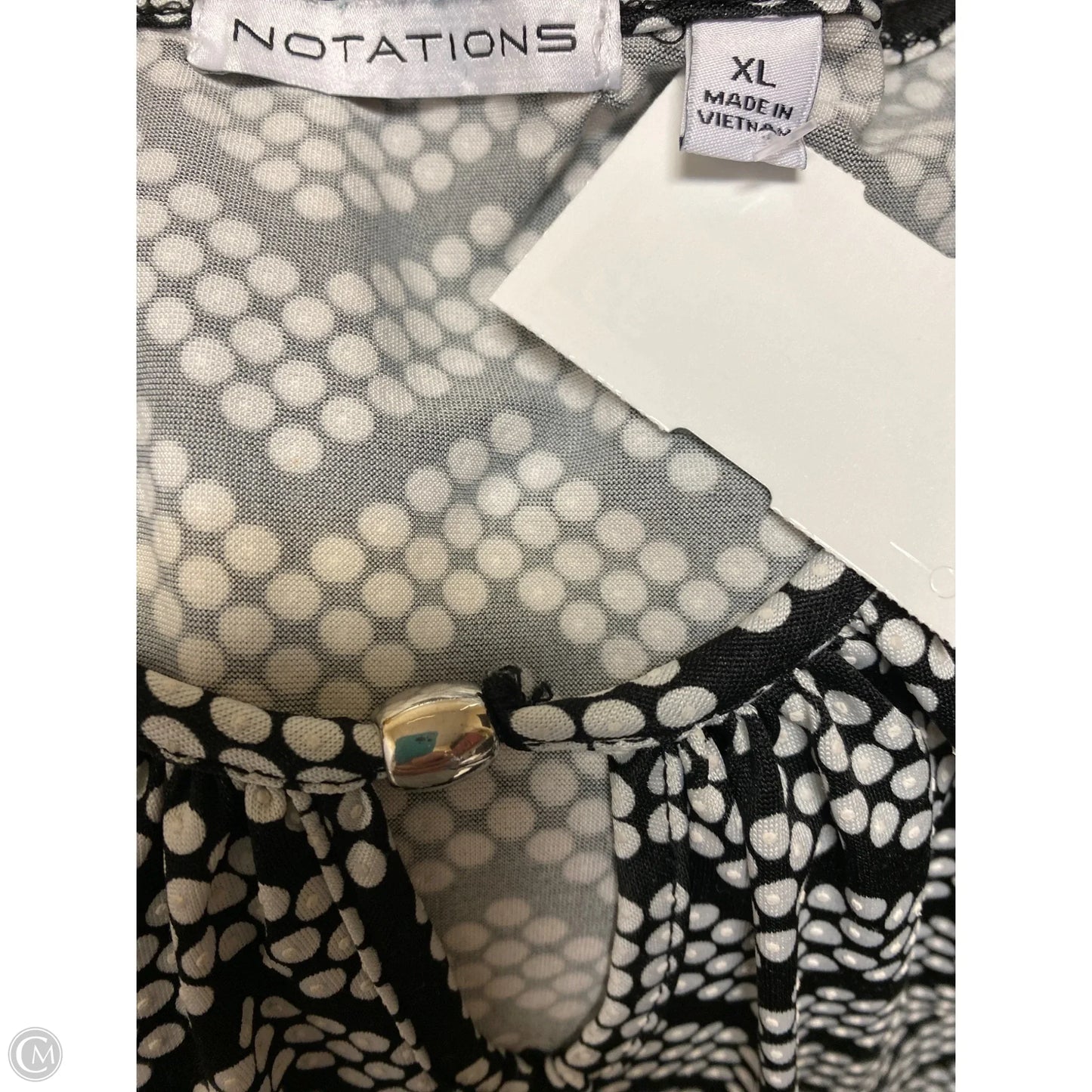 Top Sleeveless By Notations In Black & White, Size: Xl