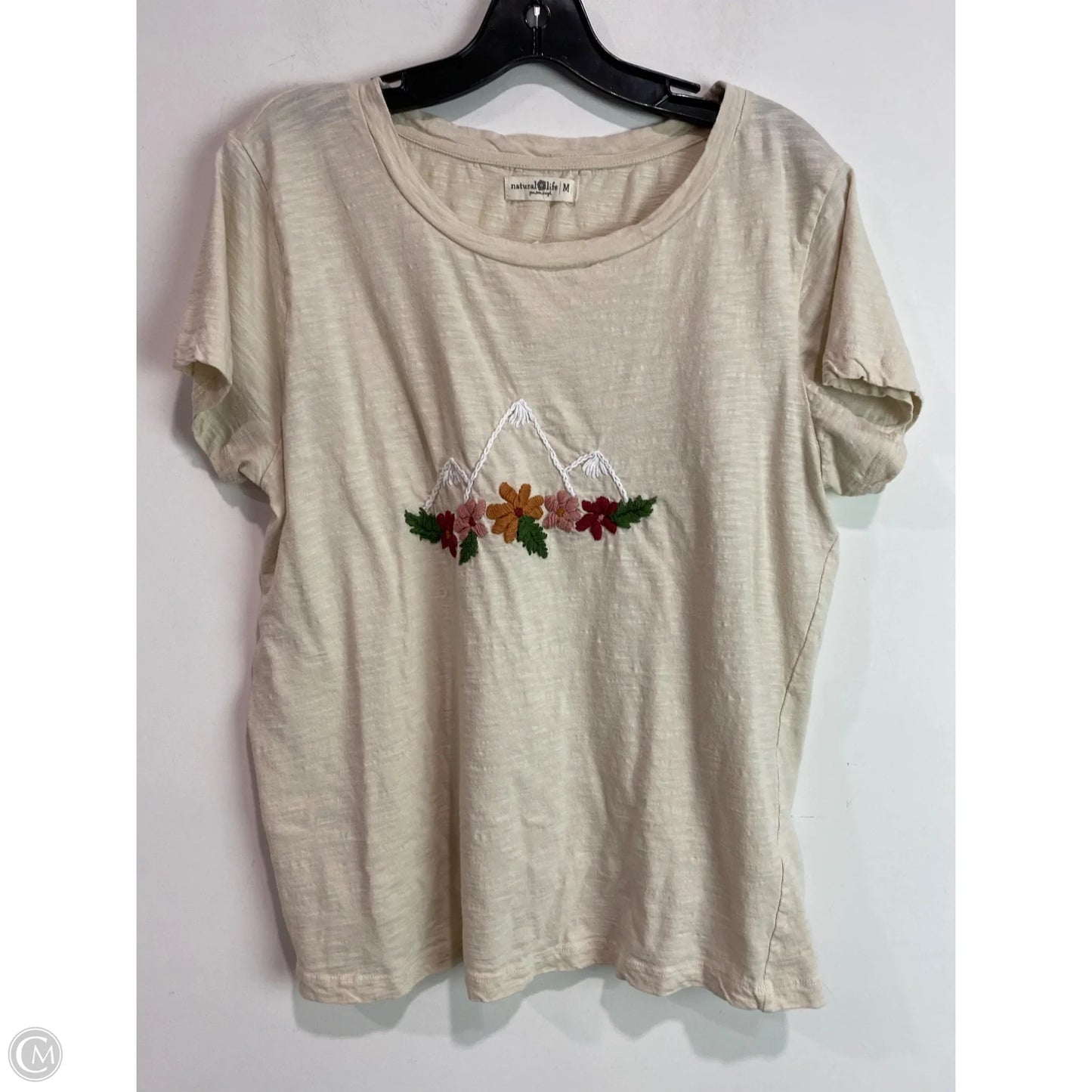 Top Short Sleeve By Natural Life In Tan, Size: M