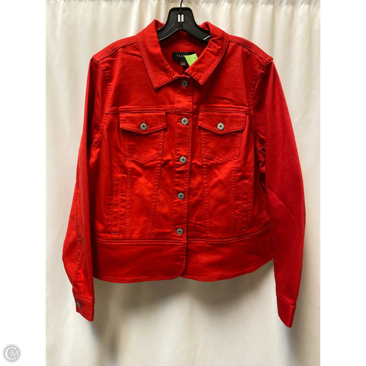 Jacket Denim By Talbots In Red Denim, Size: Xl