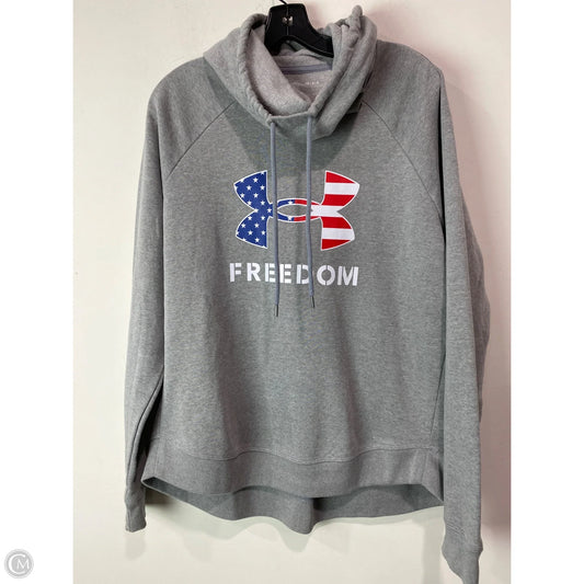 Sweatshirt Hoodie By Under Armour In Grey, Size: L