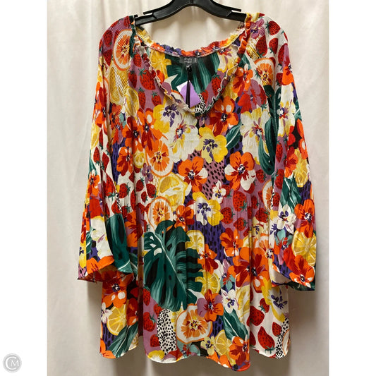 Top Long Sleeve By Ninety Woman In Red, Size: 1x