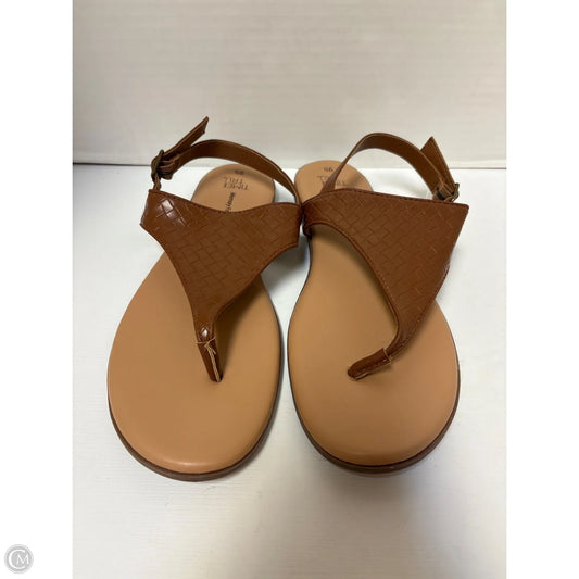Sandals Flats By Time And Tru In Brown, Size: 9.5