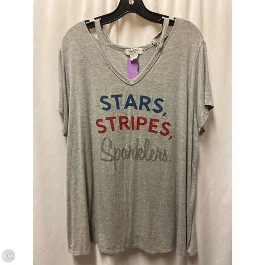 Top Short Sleeve By Moa Moa In Grey, Size: 2x
