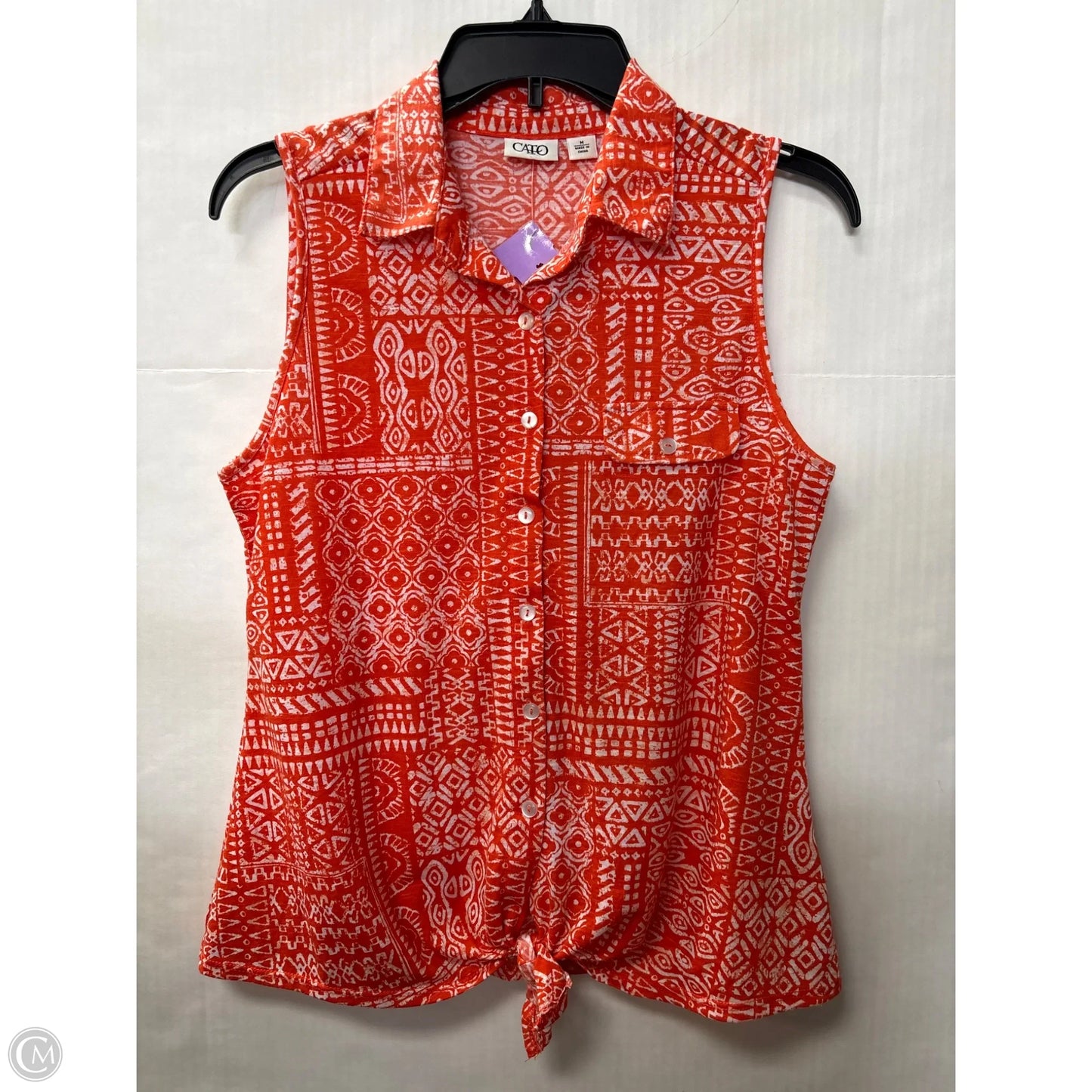 Top Sleeveless By Cato In Orange, Size: M