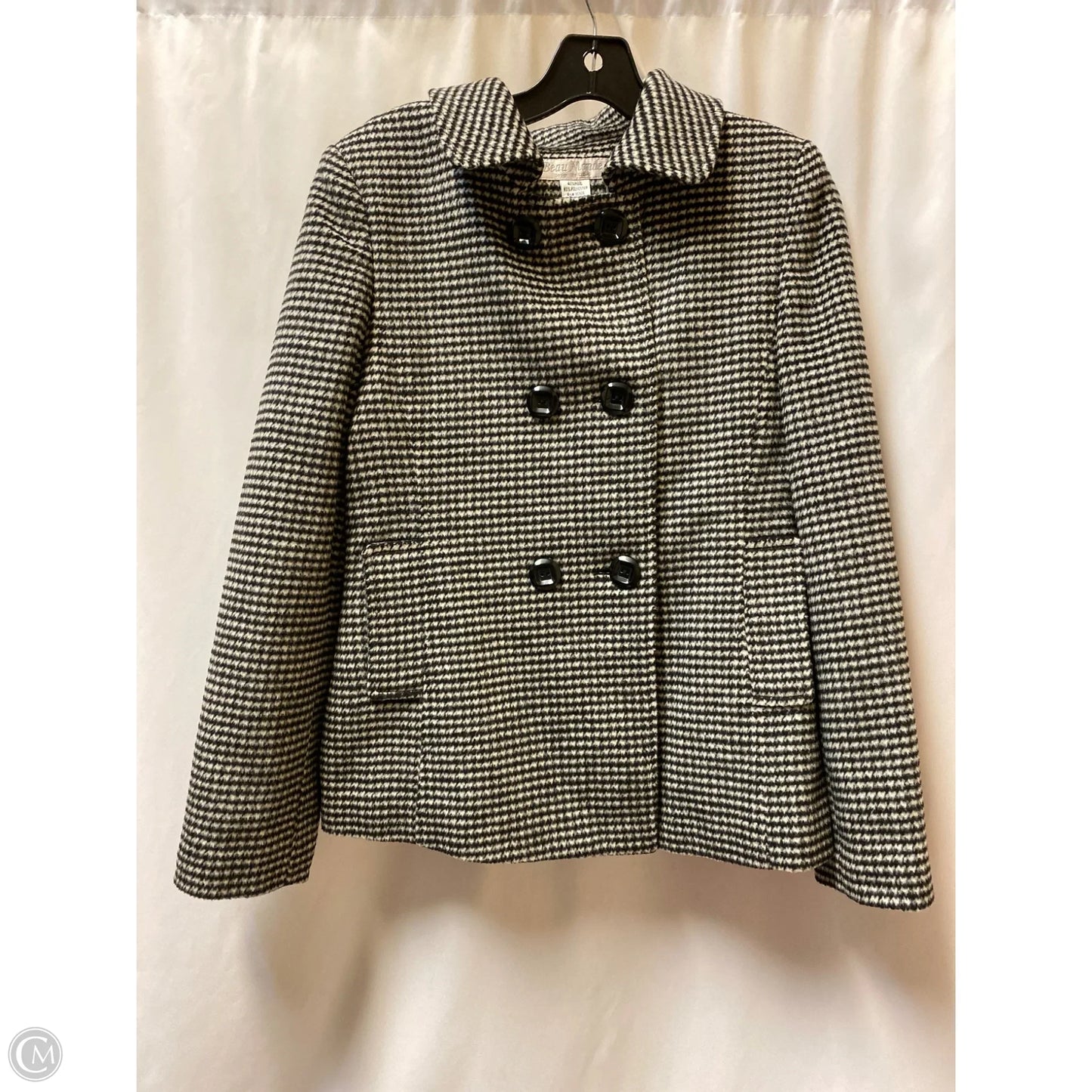 Coat Wool By Clothes Mentor In Black & White, Size: M