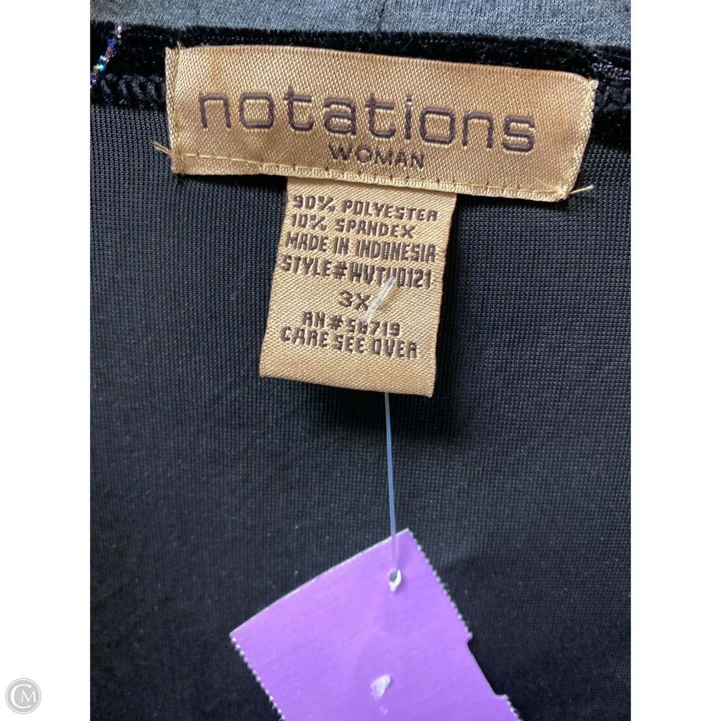 Top Long Sleeve By Notations In Black, Size: 3x