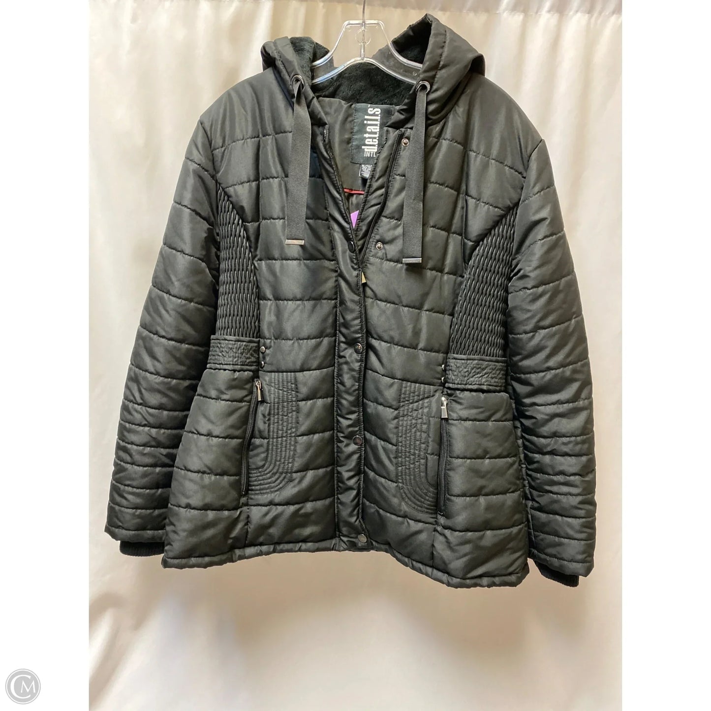Coat Puffer & Quilted By Details In Black, Size: Xl