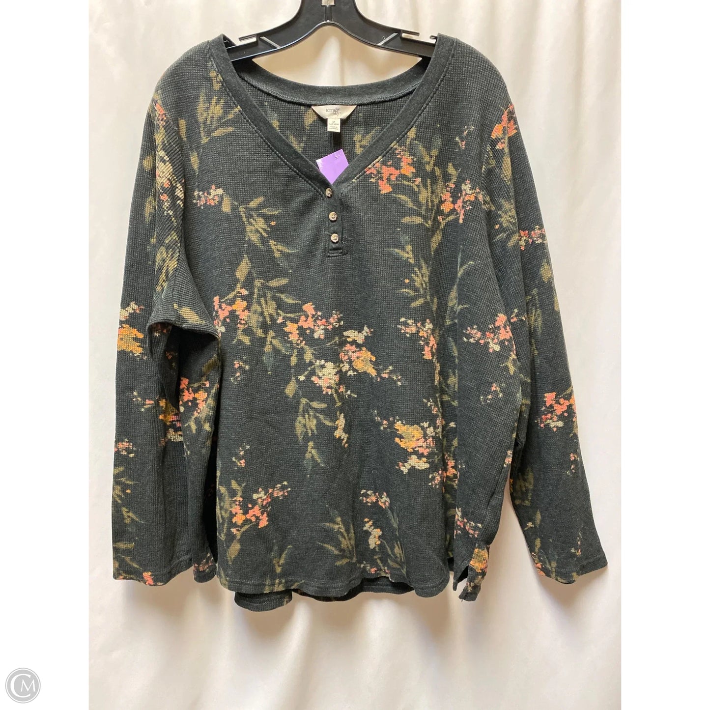 Top Long Sleeve By Terra & Sky In Black, Size: 3x