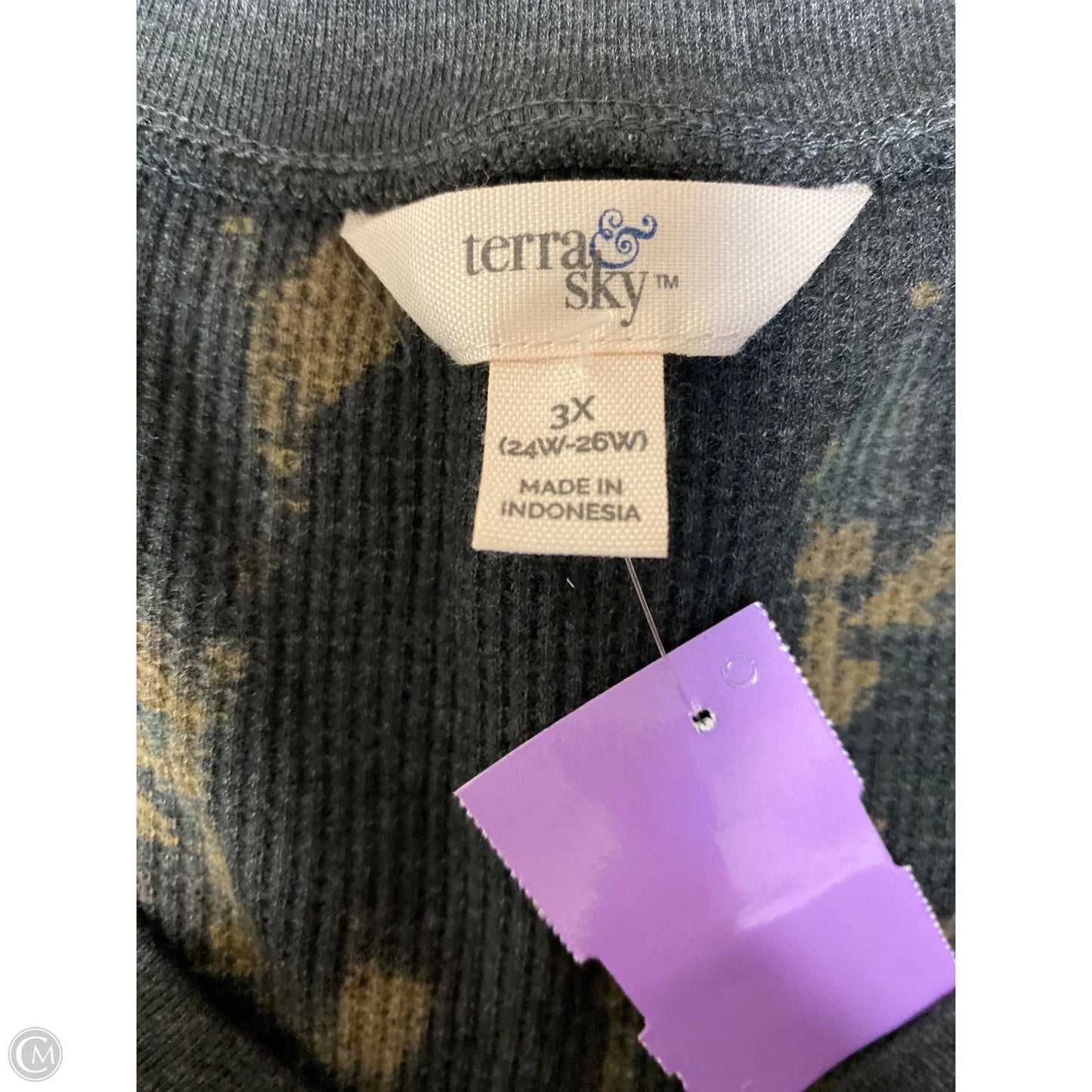 Top Long Sleeve By Terra & Sky In Black, Size: 3x