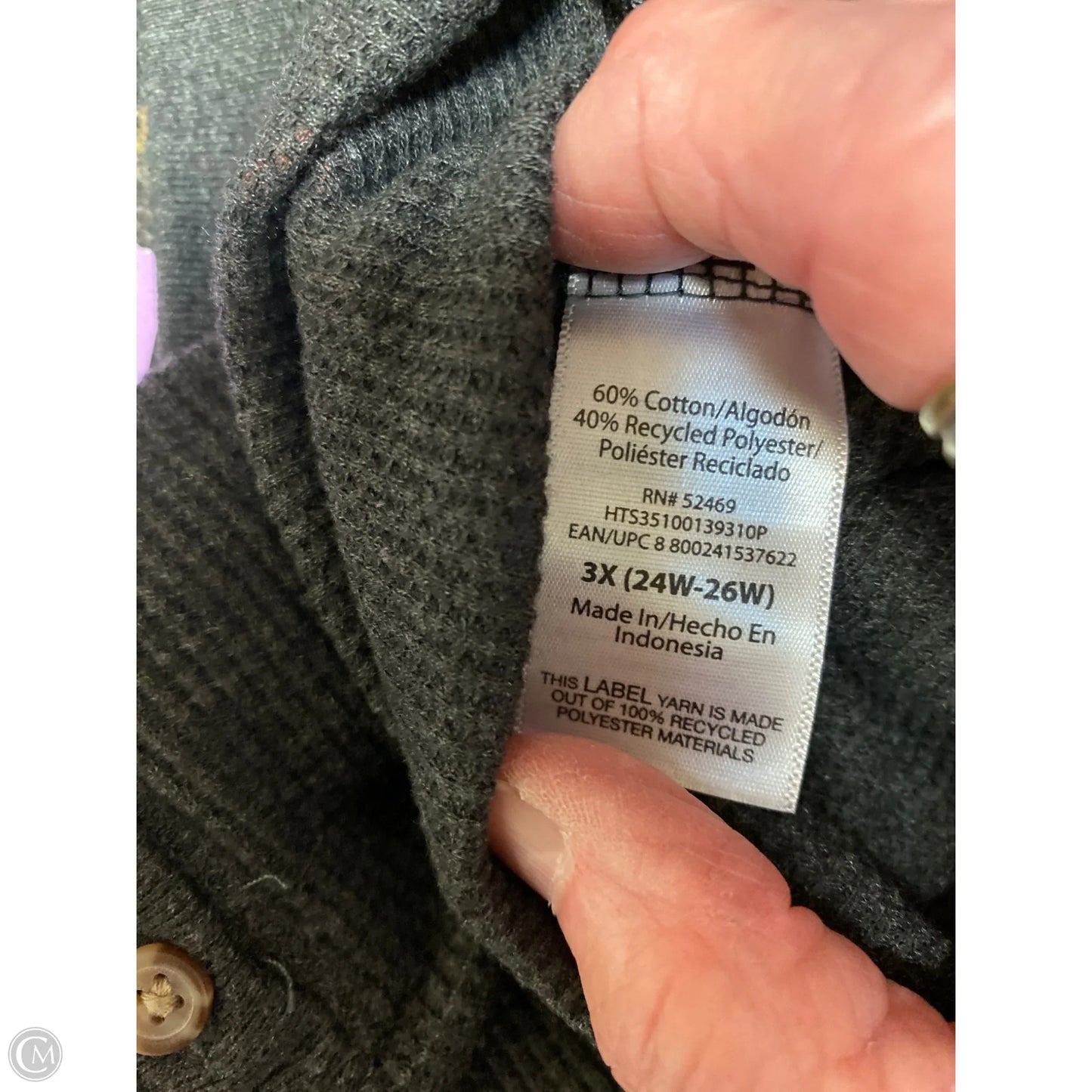 Top Long Sleeve By Terra & Sky In Black, Size: 3x