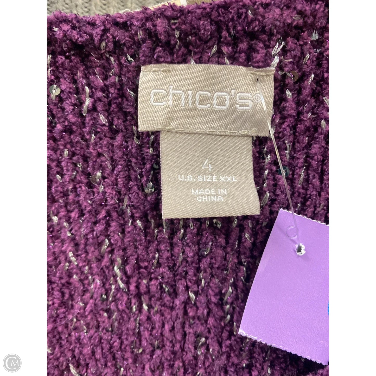 Sweater By Chicos In Purple, Size: Xxl