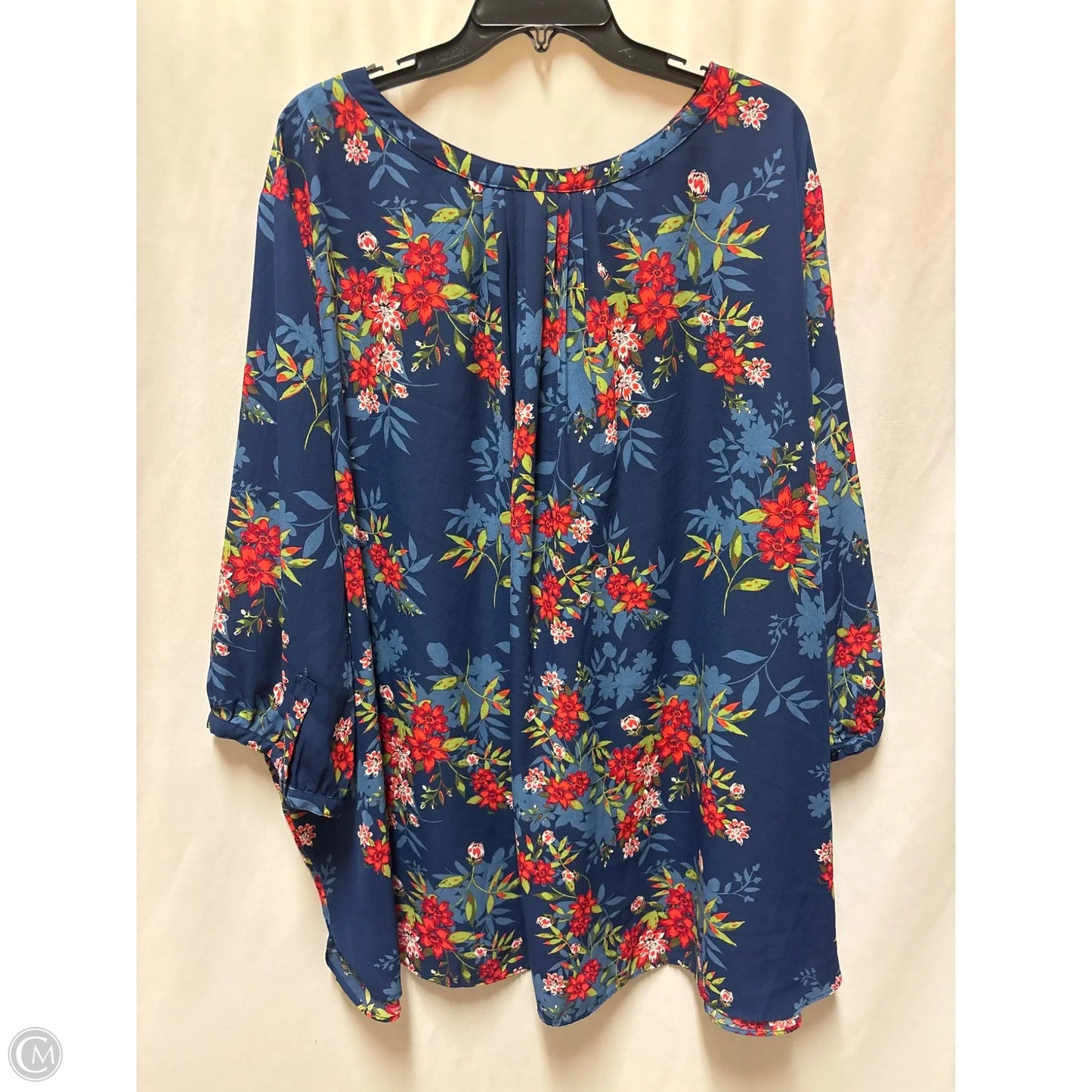 Top Long Sleeve By Woman Within In Blue, Size: 4x