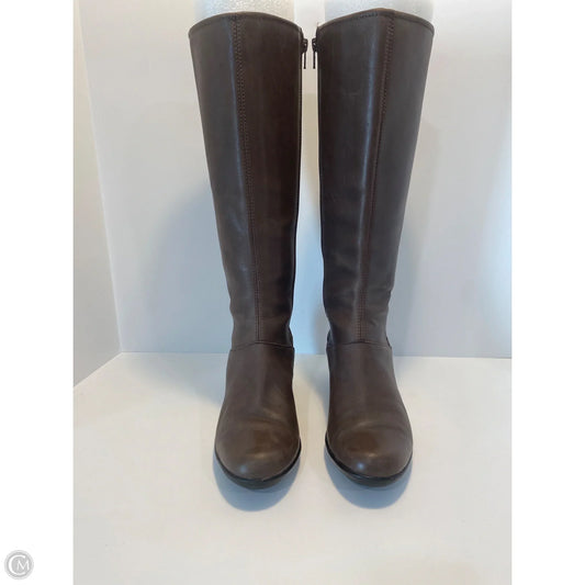 Boots Knee Heels By Cushionaire In Brown, Size: 7.5