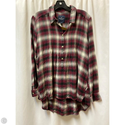 Top Long Sleeve By American Eagle In Maroon, Size: L