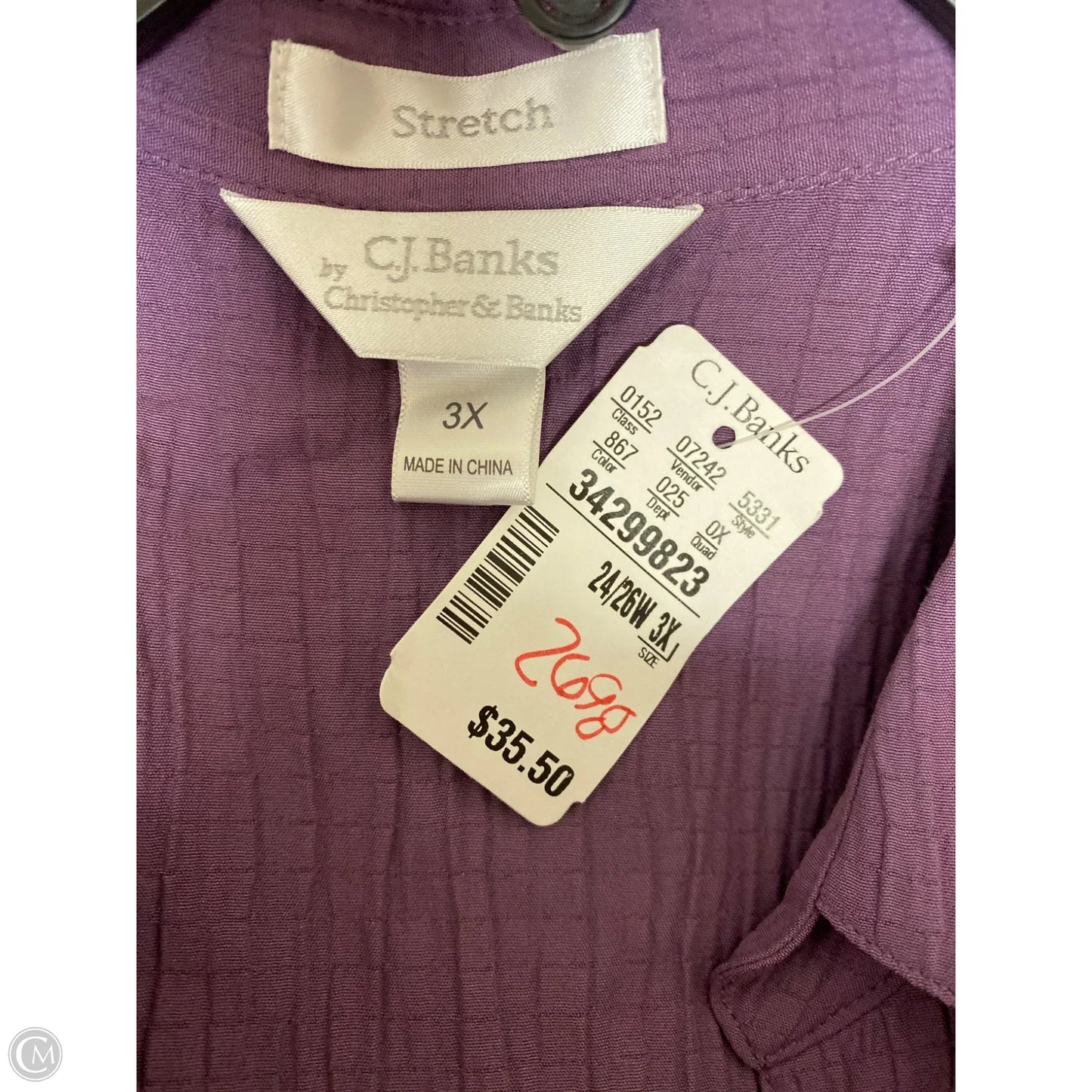 Top Long Sleeve By Christopher And Banks In Purple, Size: 3x