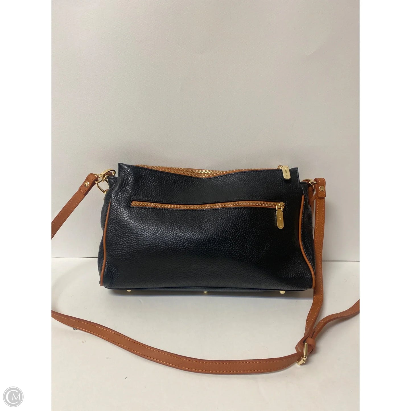 Handbag Leather By Valentina, Size: Medium