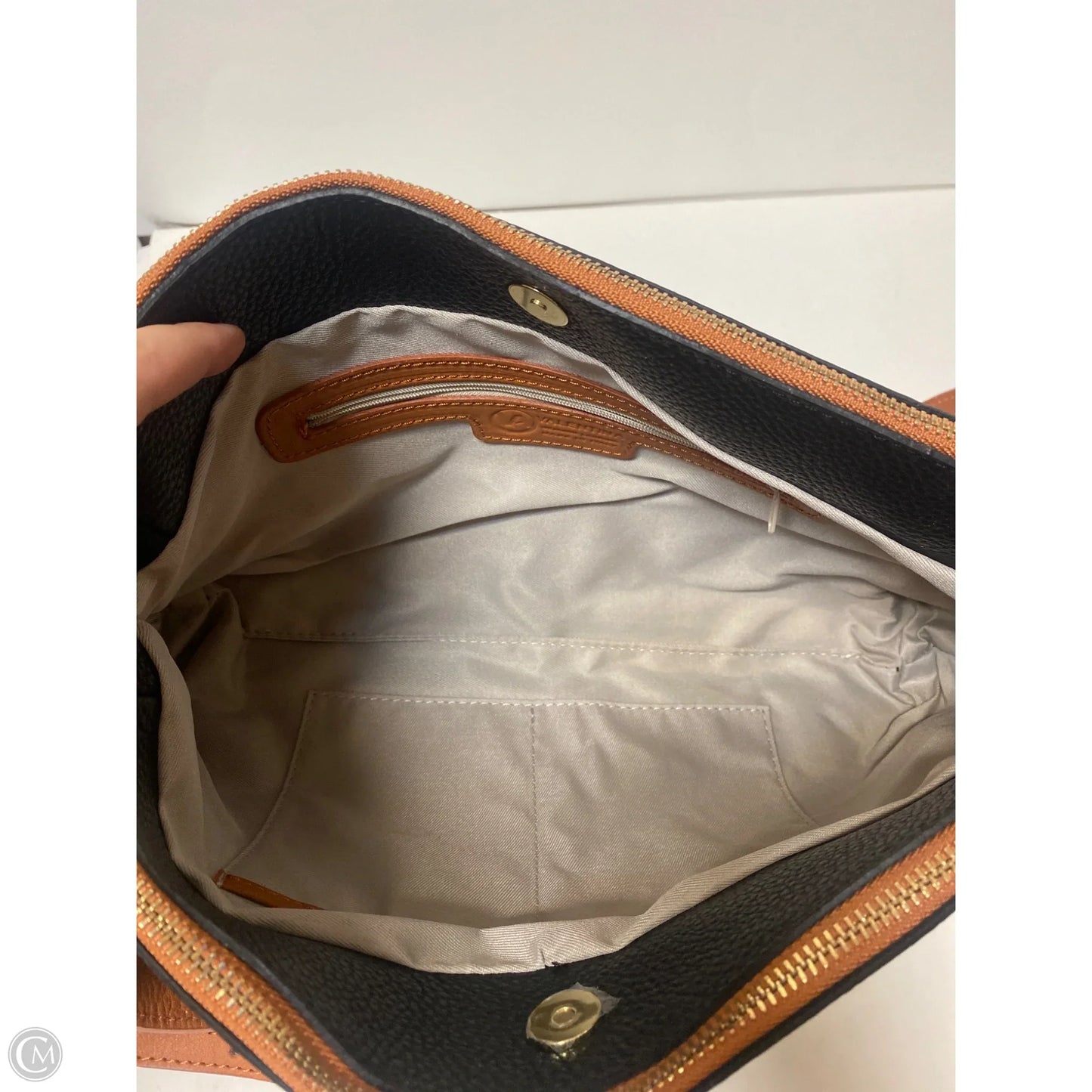 Handbag Leather By Valentina, Size: Medium