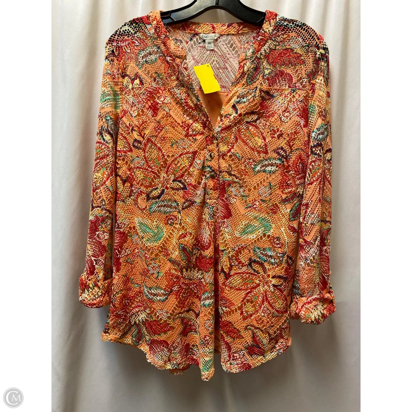 Top Long Sleeve By Cato In Peach, Size: M