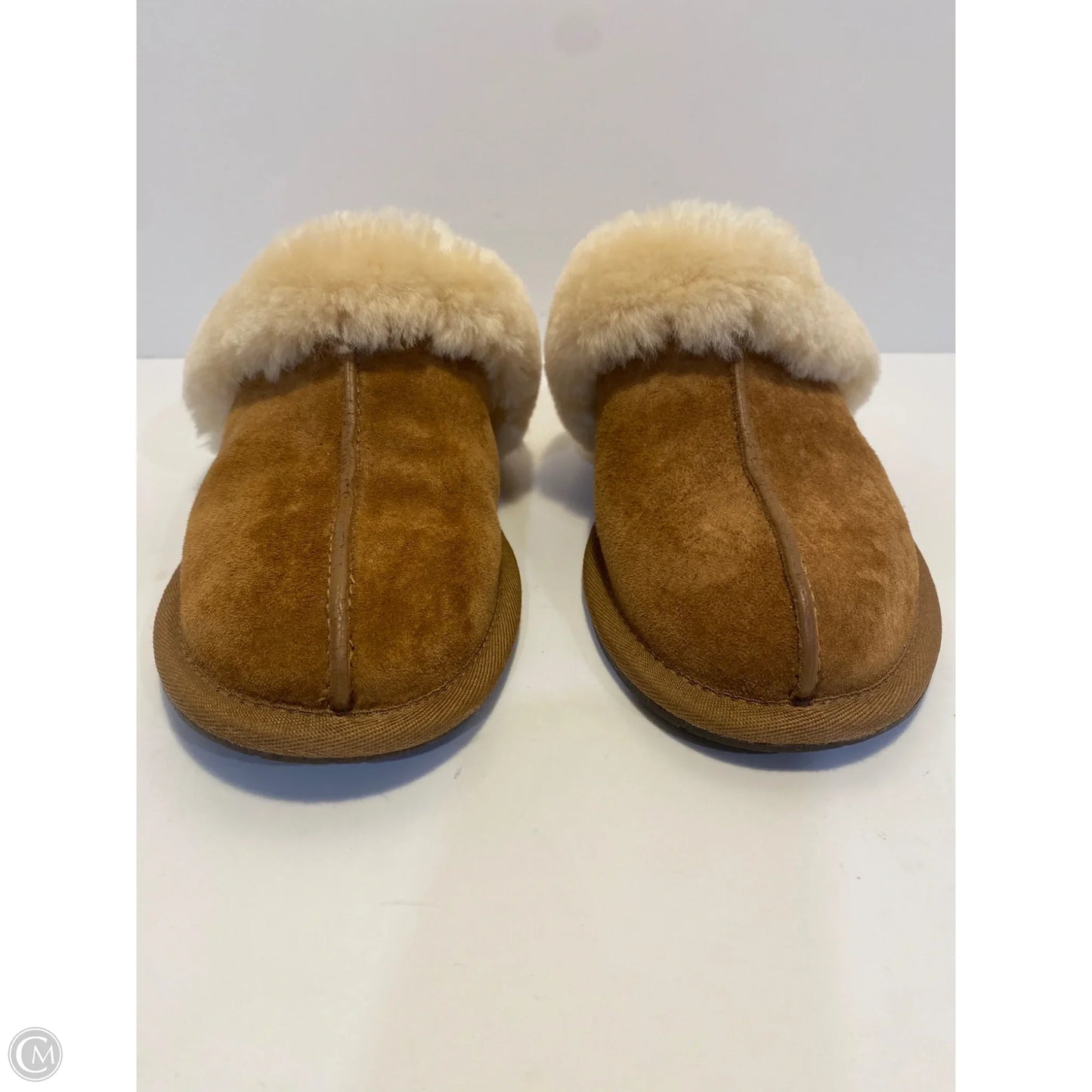 Slippers Designer By Ugg In Brown, Size: 6