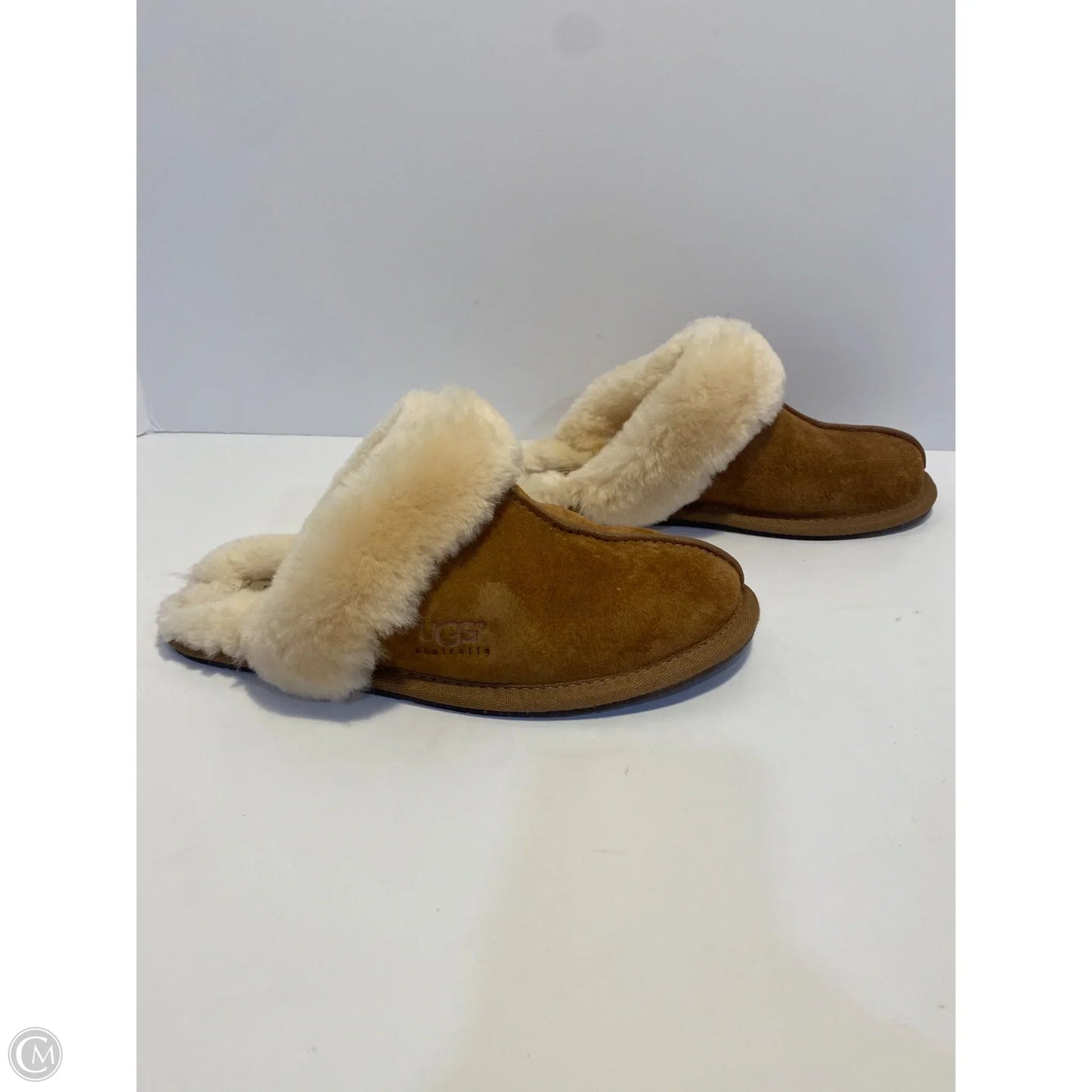 Slippers Designer By Ugg In Brown, Size: 6
