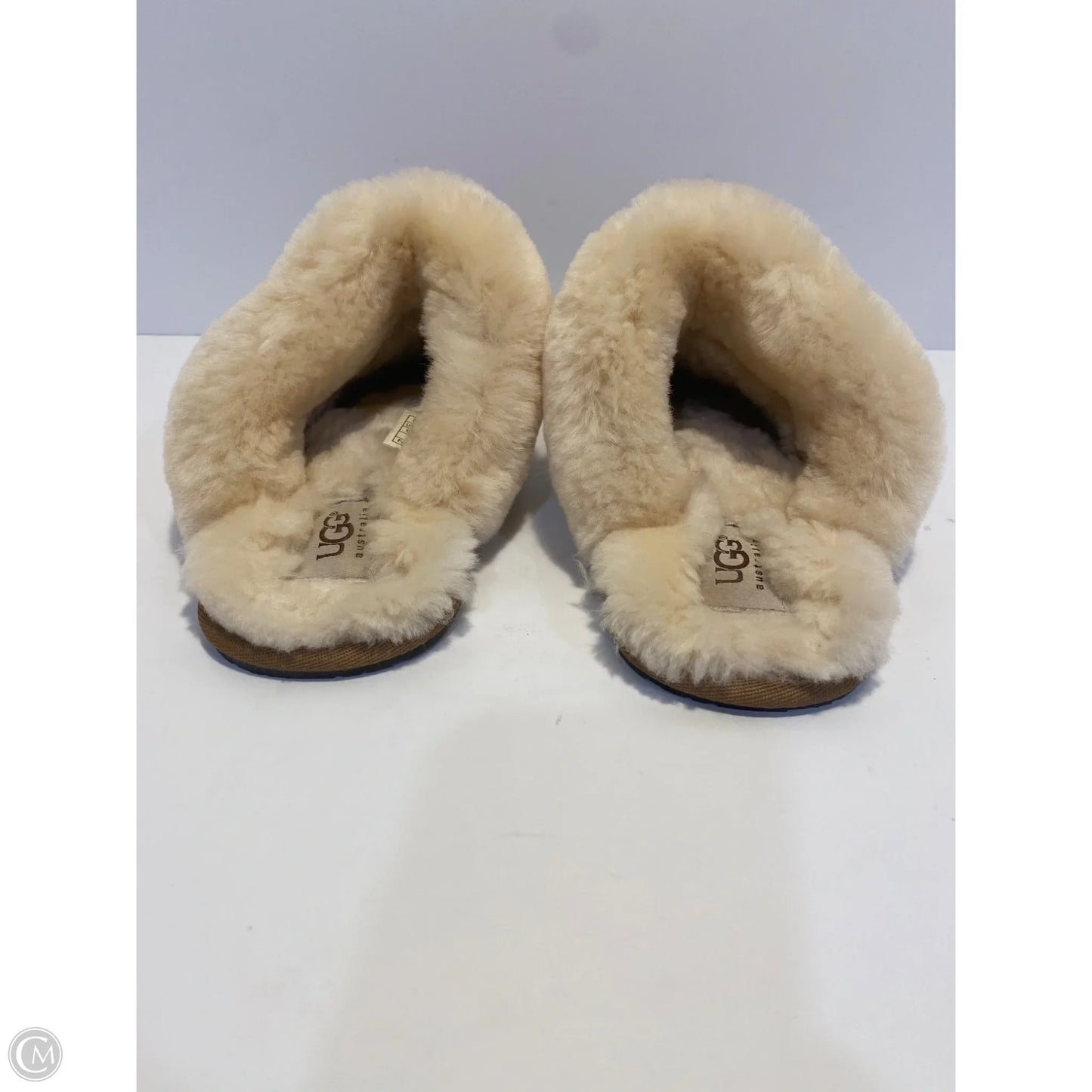 Slippers Designer By Ugg In Brown, Size: 6