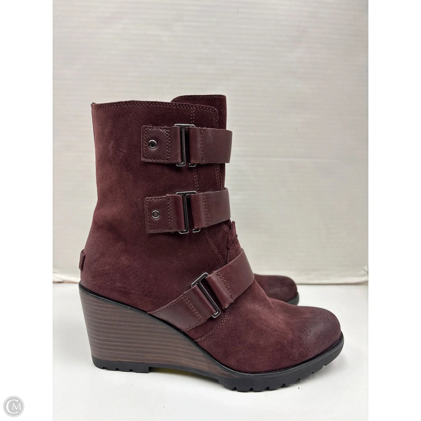 Boots Mid-calf Heels By Sorel In Maroon, Size: 10