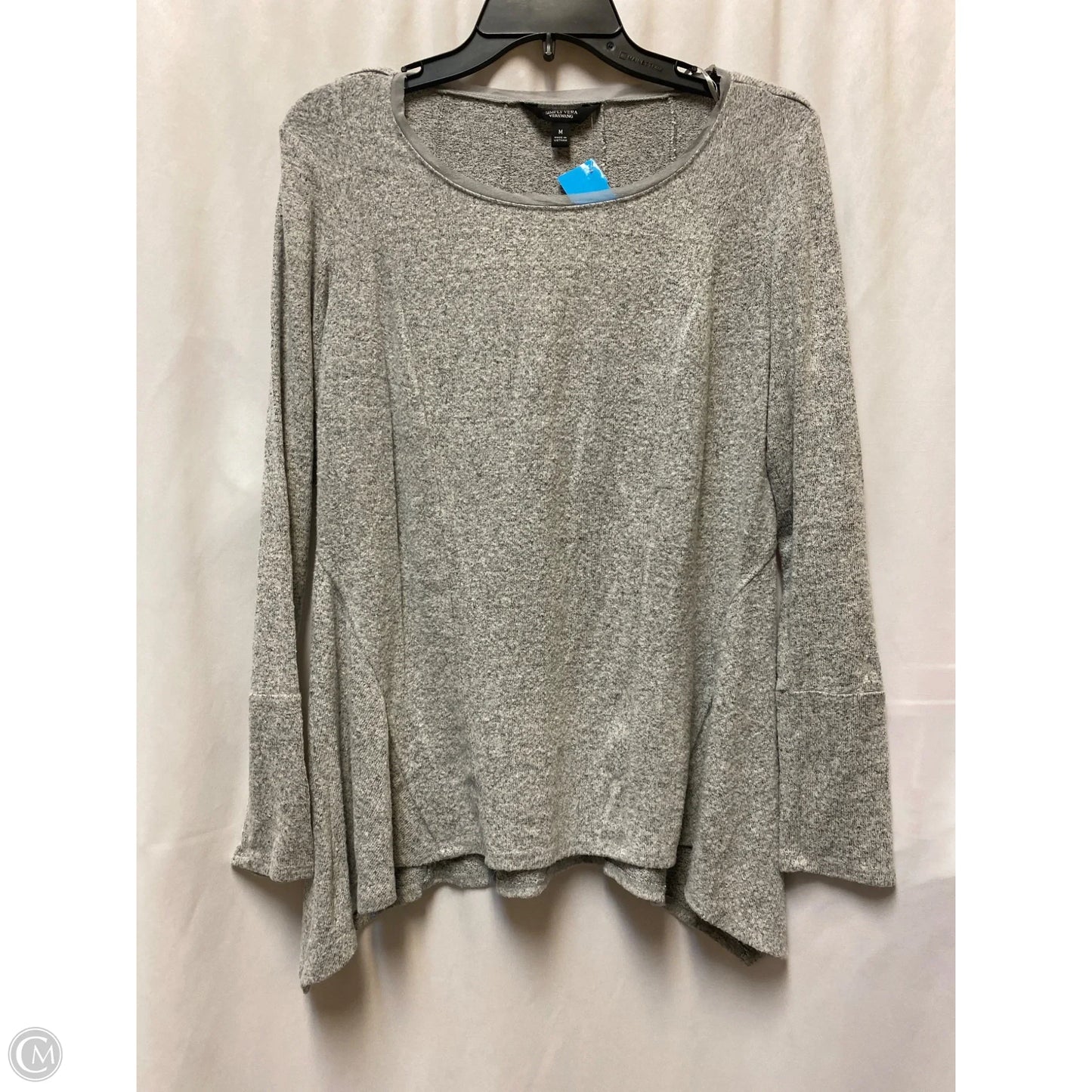 Top Long Sleeve By Simply Vera In Grey, Size: M