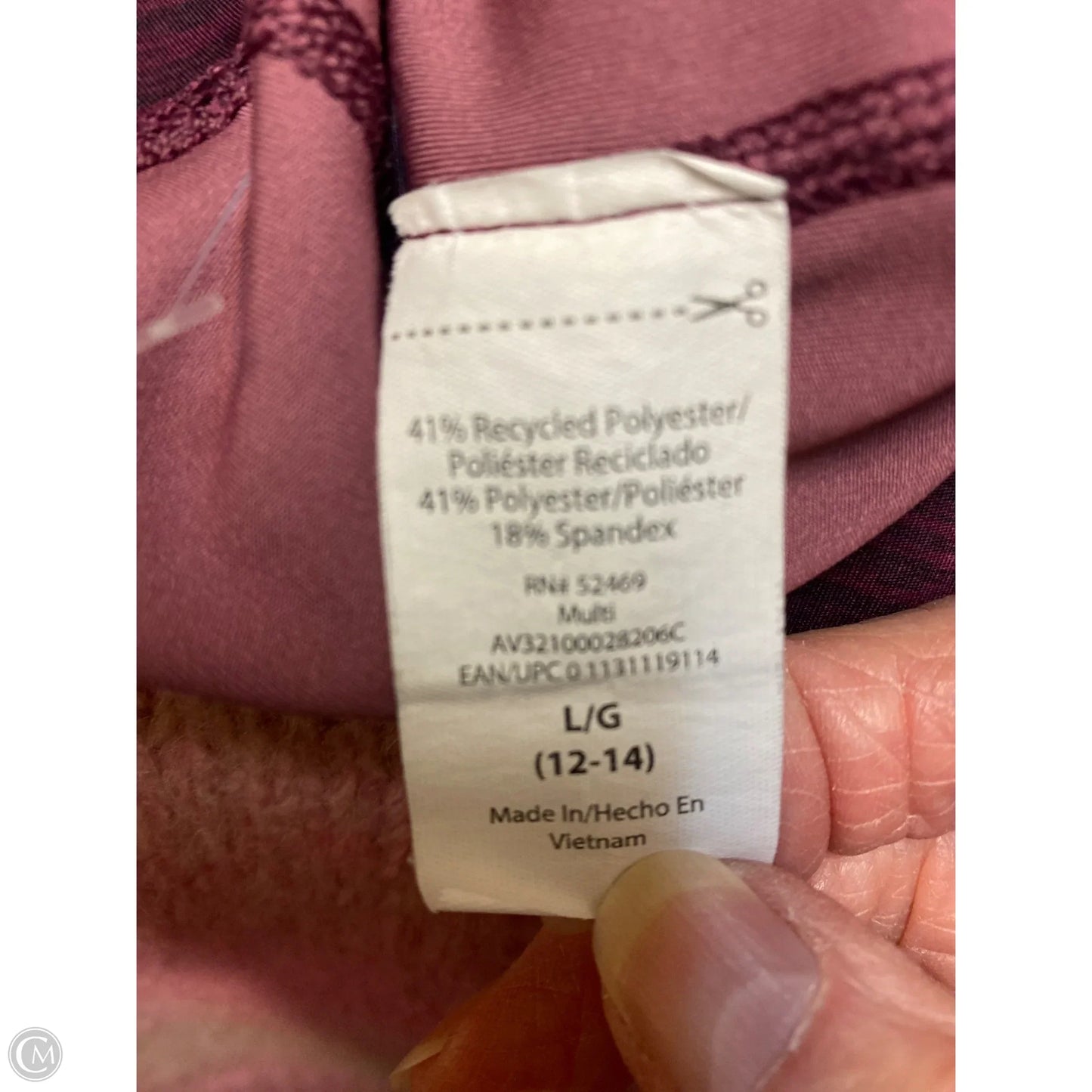 Athletic Leggings By Avia In Maroon, Size: L