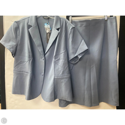 Skirt Suit 2pc By Allegra K In Blue, Size: Xxl