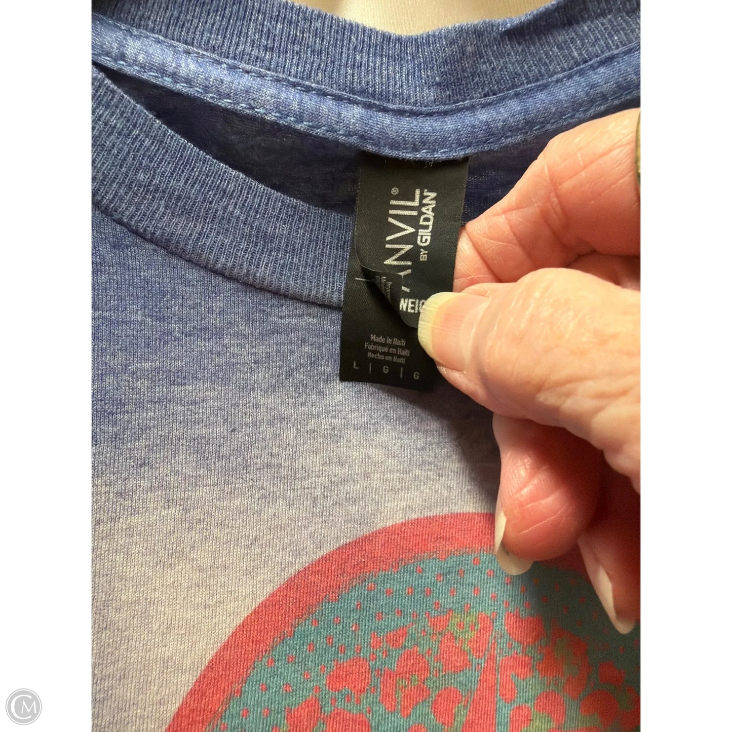 Top Short Sleeve By Gildan In Blue, Size: L