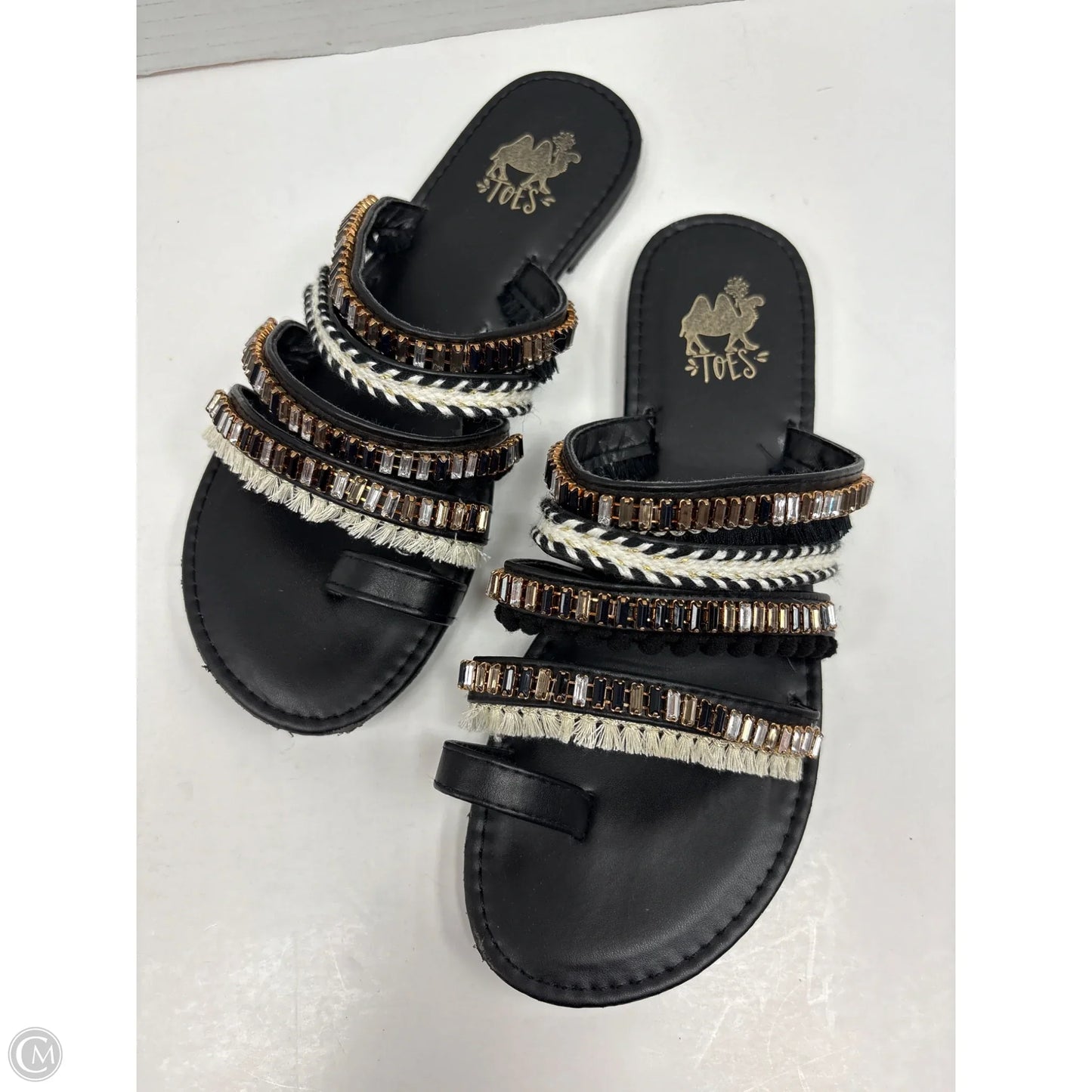 Sandals Flats By Clothes Mentor In Black, Size: 8