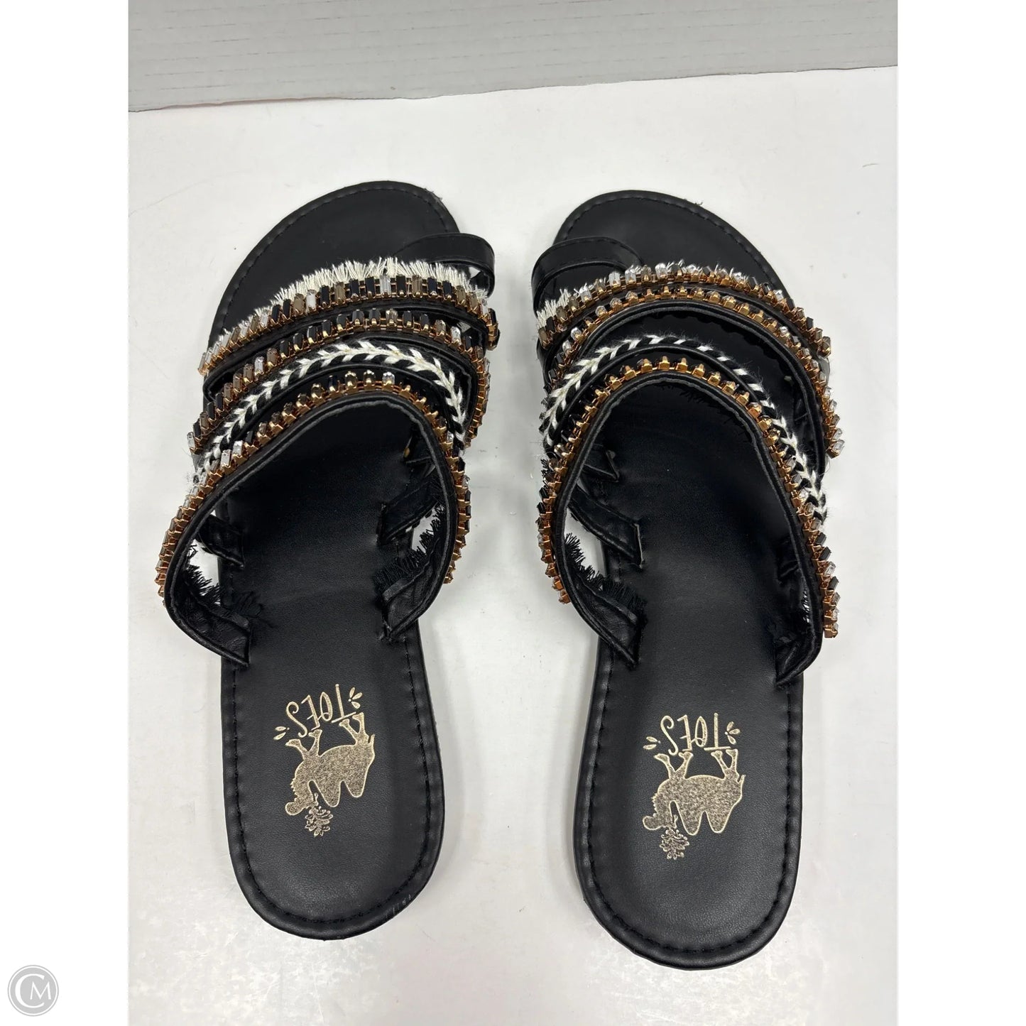 Sandals Flats By Clothes Mentor In Black, Size: 8